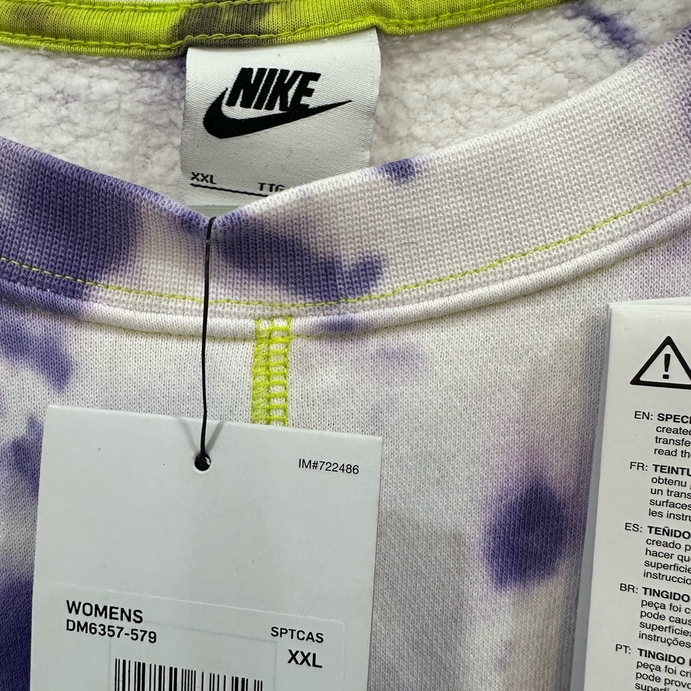 Woman’s Nike NWT White and Purple Tie-Dye sweatshirt xxl - Picture 4 of 5
